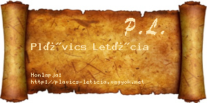 Plávics Letícia névjegykártya